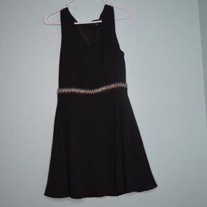 One Clothing Black Dress with Silver Beading Detail on Front Waist